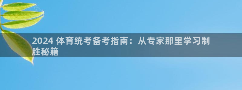 耀世集团王总：2024 体育统考备考指南：从专家那里